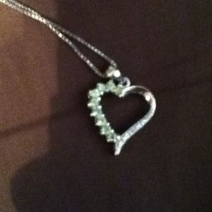 Mint and diamond heart necklace