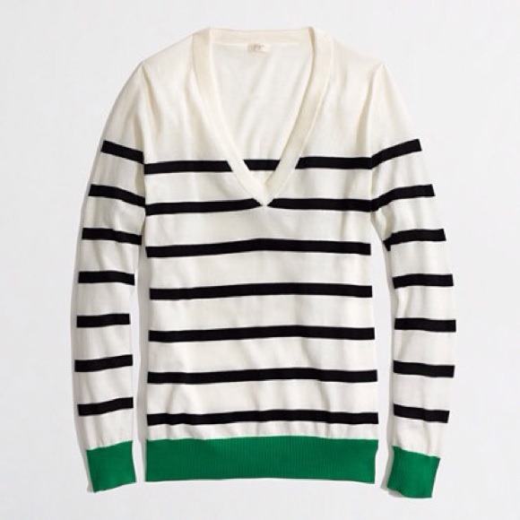 💢SOLD💢 J.Crew Striped Colorblock V-Neck Sweater - Picture 2 of 3