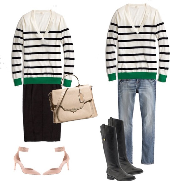 💢SOLD💢 J.Crew Striped Colorblock V-Neck Sweater - Picture 3 of 3