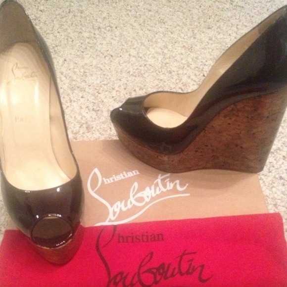 Christian Louboutin Burgundy Patent Leather Wedge