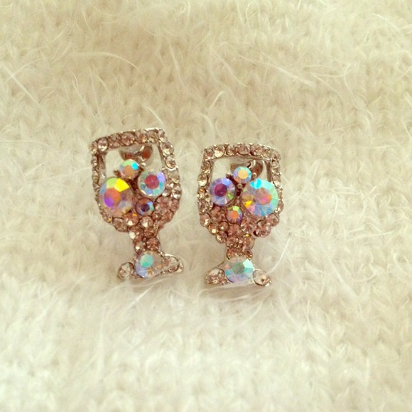 Jewelry - Rhinestone martini glass earrings
