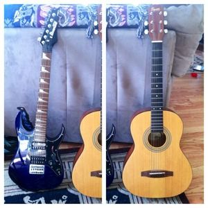 Ibanez mikro Electric and squier acoustic guitar