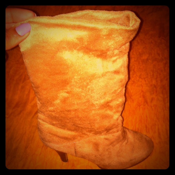 Tan faux suede boots