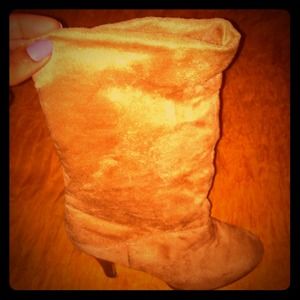Tan faux suede boots