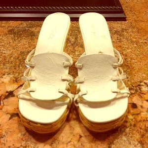 White weaved Michael Kors Wedges