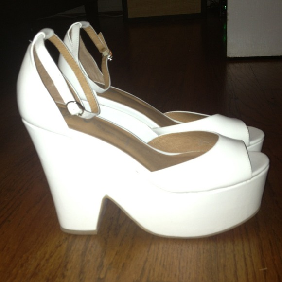 Jeffrey Campbell white brazen heels