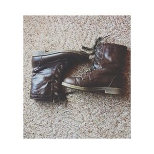 Brown combat boots