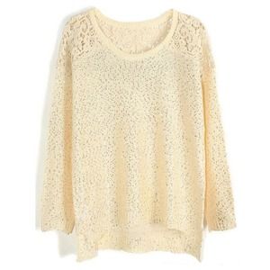 Casual Fit Lace Splicing Sparkling Sequin Sweater