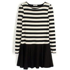 Firmly Black White Stripe Knit Long Sleeve Dress