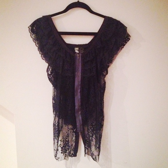 Free People Laced Zip Top