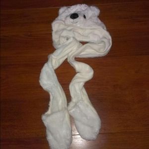 Polar bear hat with mittens