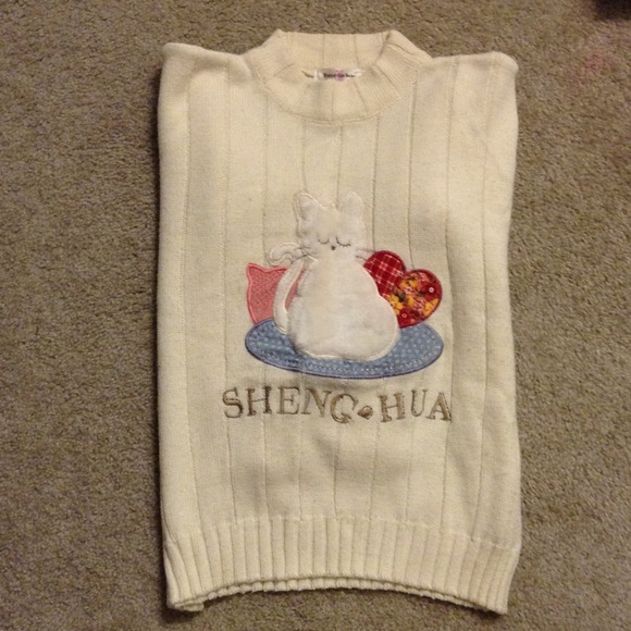 Cream kitty sweater