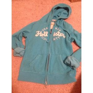 Hollister blue zip hoodie!