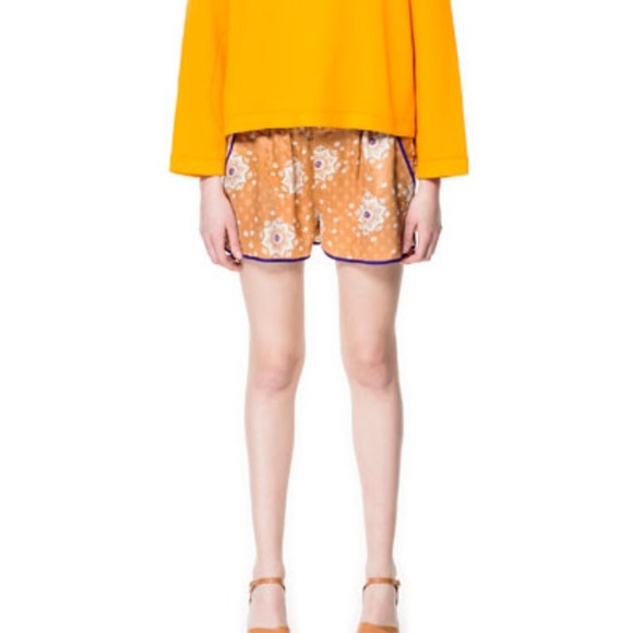 Zara Silk Jacquard Shorts XS