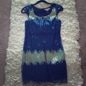 Sequin cap sleeve dress