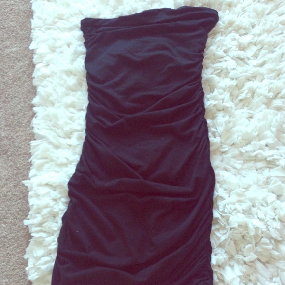 Express cotton strapless dress