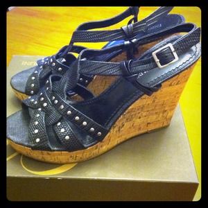 Reduced❗️Enzo Angiolini black studded wedges 8.5