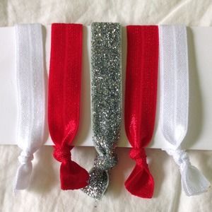 Red/White Emi Jay Fold Over Elastic Hair Ties