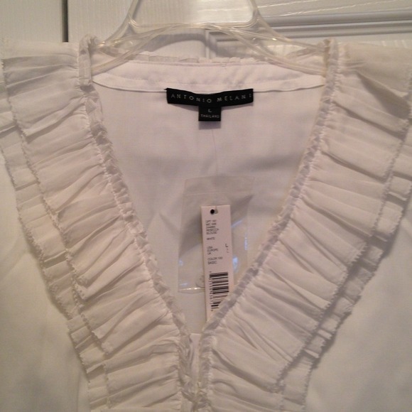 Antonio Melani white ruffle collar dress shirt