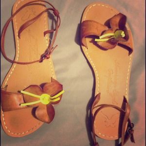Boho american eagle sandals with neon flower