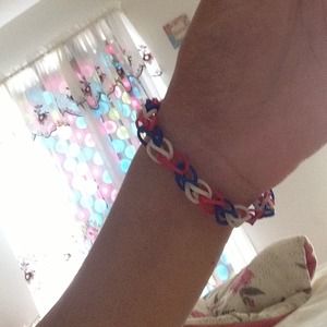 Red white and blue rainbow loom bracelet