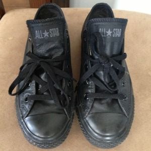 RESERVED!!Converse black leather sneakers