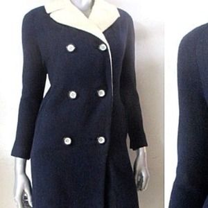 VINTAGE 1960S NAVY & CREAM MILITARY MOD COAT