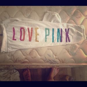 LIMITED EDITION VS PINK RAINBOW SEQUIN SWEATS