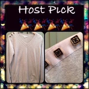 Final💲 CABi Sweater w/Square Button Adornment on.