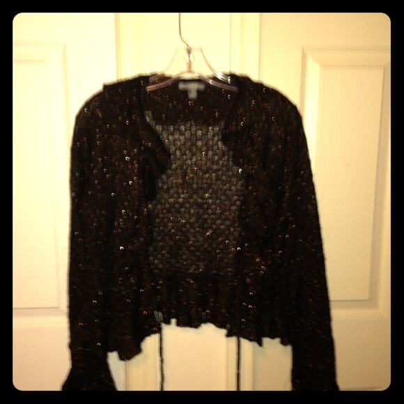 Beautiful brown cartigan sweater with gold accent