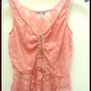 Peach floral lace gold specs blouse!