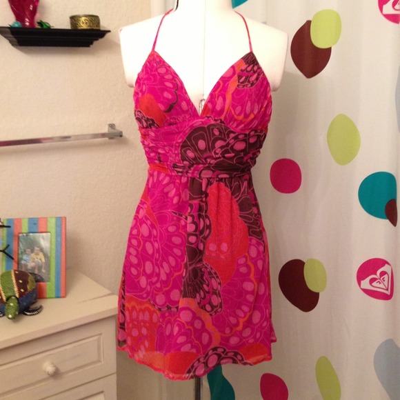 Express Silk Pink Floral Mini Dress