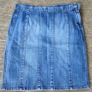 CALVIN KLEIN distress denim jean skirt