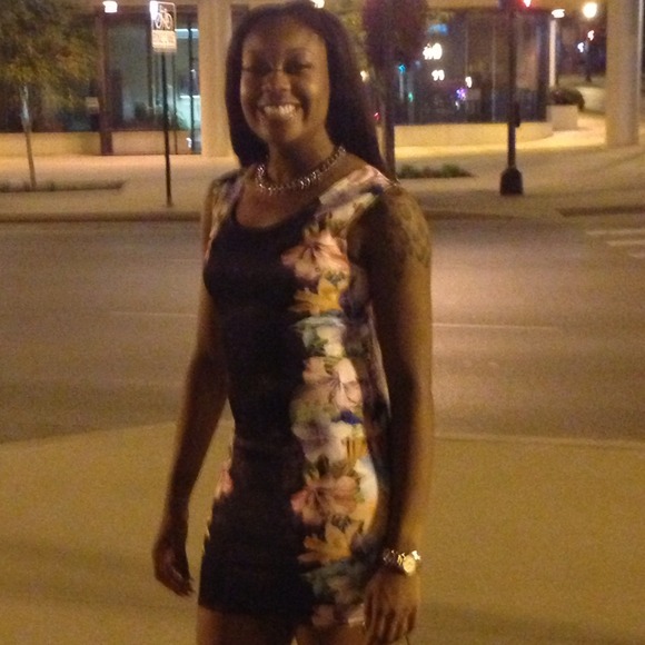 Black with side floral dress