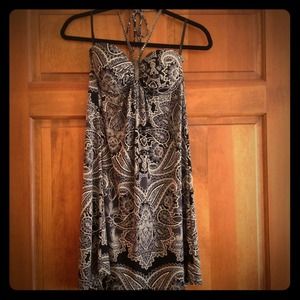 Cripple Creek- black and white halter dress