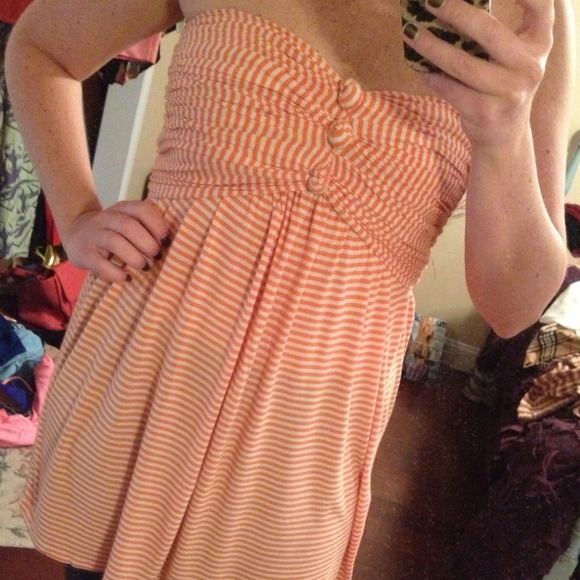 Orange and white stripe top