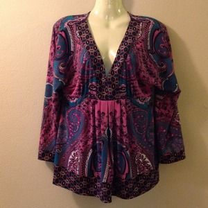 Turquoise and pink top