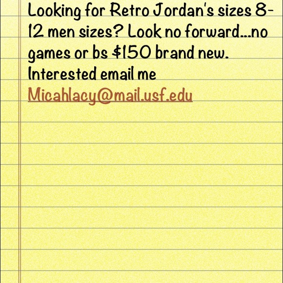Retro Jordan's 8-12 men's size