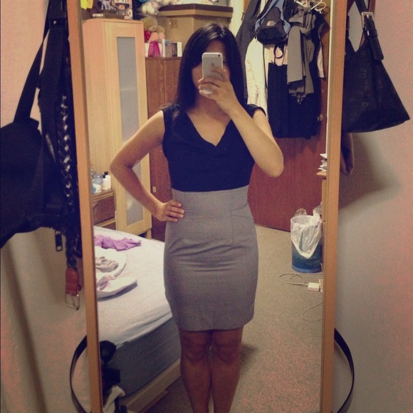 F21 Black & Grey Cowl Neck Dress