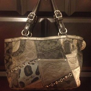 Original COACH BLACK PATCH TONAL PWK GAL TOTE