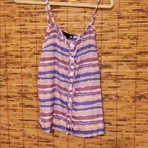 Purple/Blue/Cream Striped Silk Tank