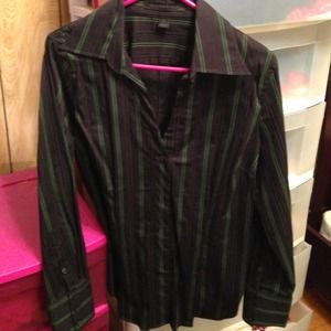 Green and black pinstripe button up