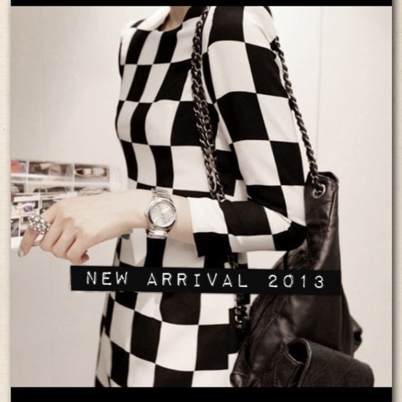 💋SOLD💋 Black&White Plaid Casual Dress