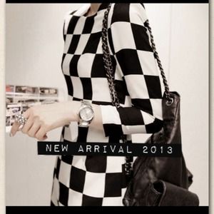💋SOLD💋 Black&White Plaid Casual Dress