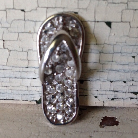 Sterling Silver and CZ Diamond Flip Flop Charm