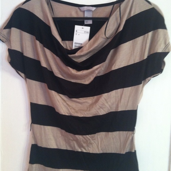 Striped drape neck tee