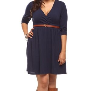 Torrid blue sweater knit surplice dress size 0