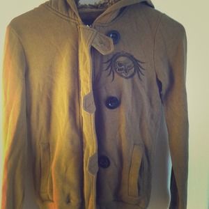 Military style FOX fur zip up hoodie