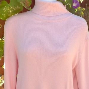 Ann Taylor pink  fine ribbed turtleneck sweater