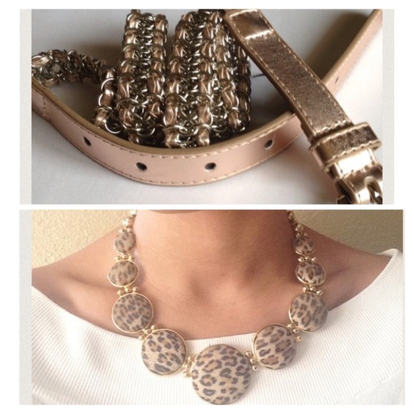 Jewelry - BUNDLE: Vintage Leopard Necklace & Chain Belt
